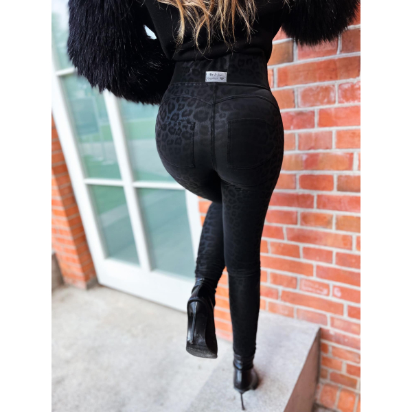 Legginsy modelujące / wysoki stan / eko skóra / EKO PANTERA / Push Up / XS - S - M - L - XL